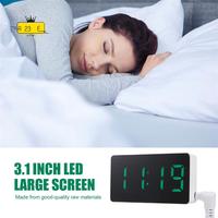 A23E-Mini Desk Alarm Clock Digital Mirror LED Temperature USB Bedside Table Travel Clocks For Bedroom Living Home Decor