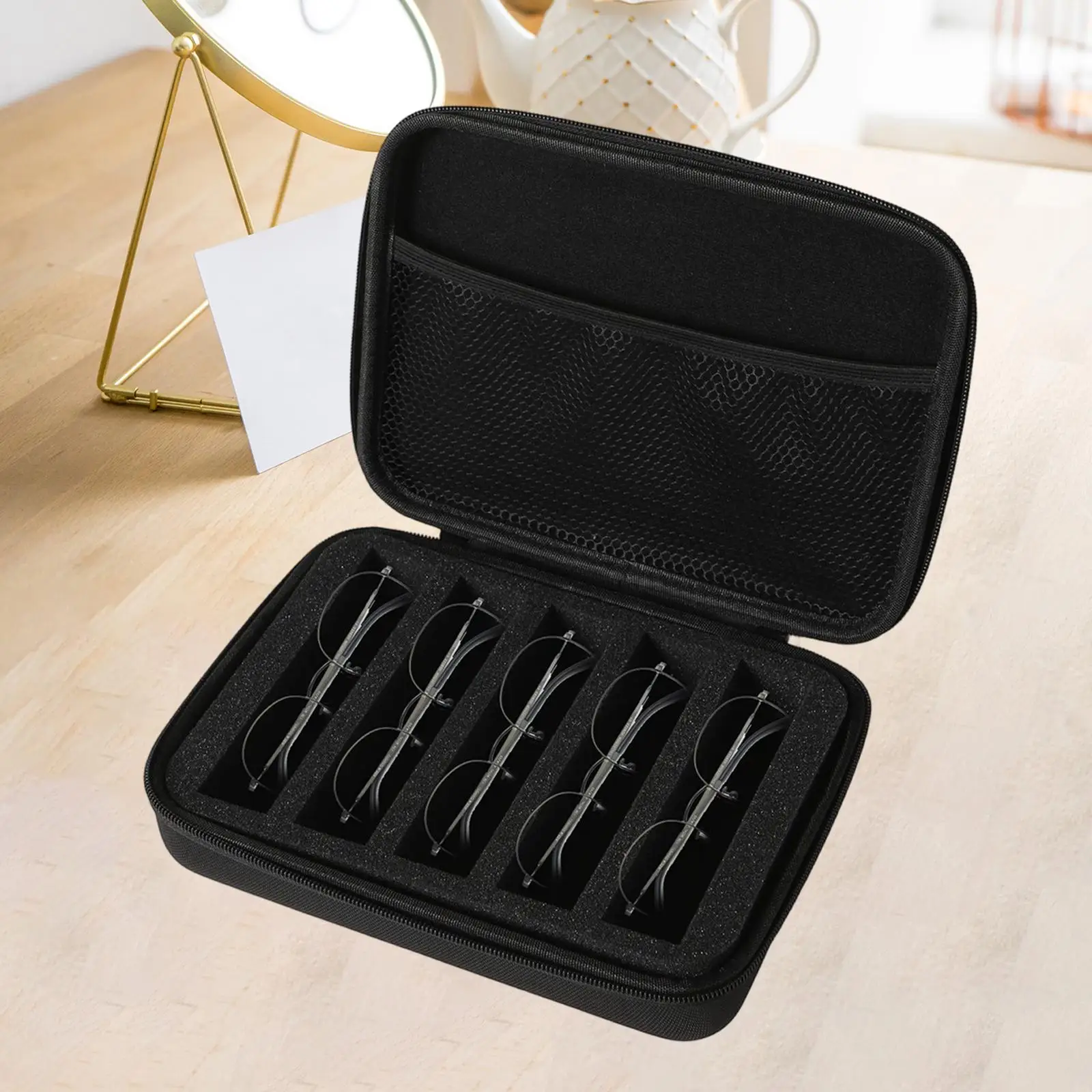 Eyeglasses Display Organizer Large Capacity Protective Hard Case Black EVA Foam Tray for Home Store and Events