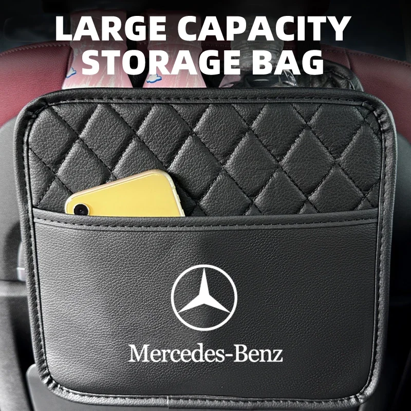 1PC Car Back Seat Storage Bag Multifunctional Hanging Organizer Stowing Tidying Accessorie for Mercedes Benz AMG GLC CLA GLA GLB