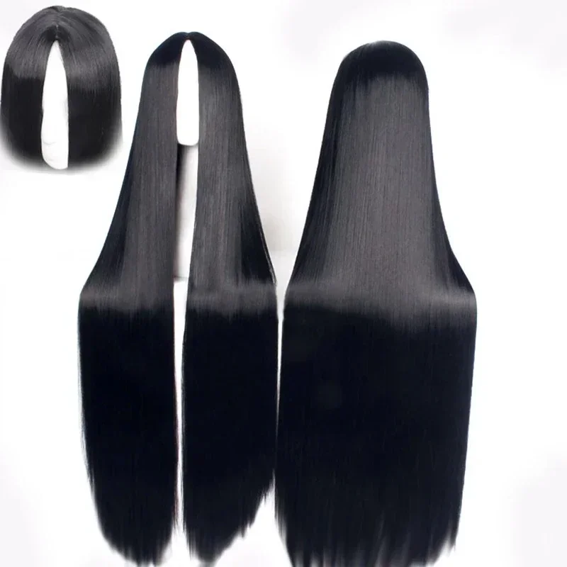 FC6100 CM Long Straight black wigs for Women Universal Cartoon Cosplay Wig white black Central Parting Wigs Anime Basic@FC8！