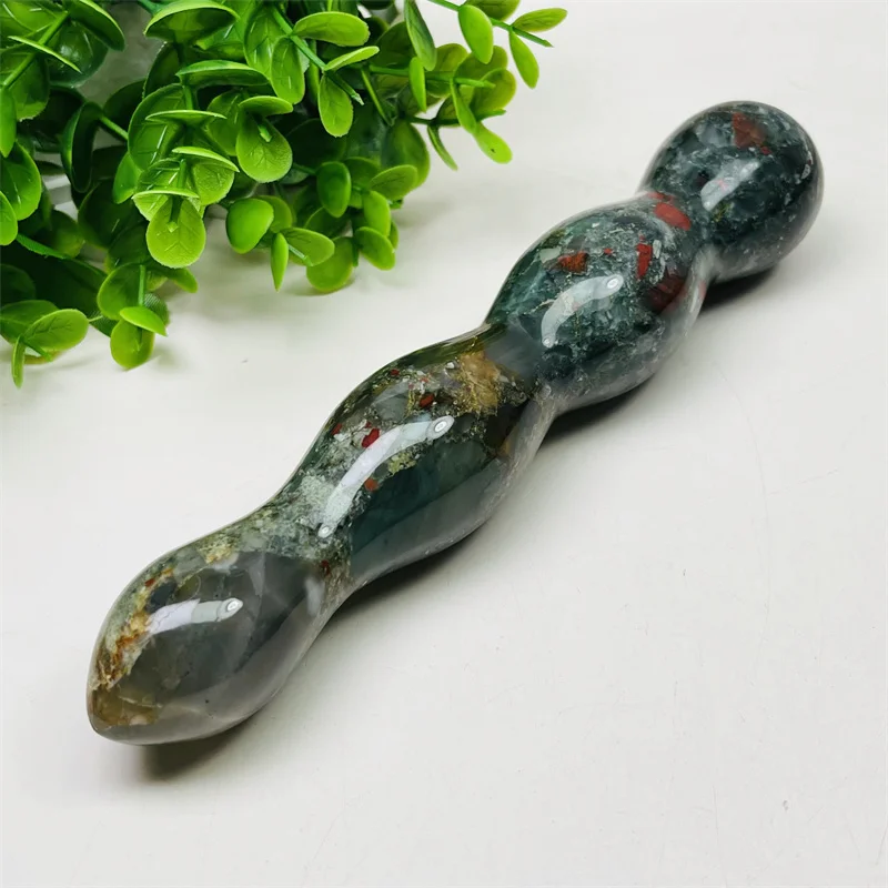 Natural Blood Stone Crystal Quartz Large Massage Wand Gemstone Yoni for Women Health Smooth Polished Reiki Gifts 20cm