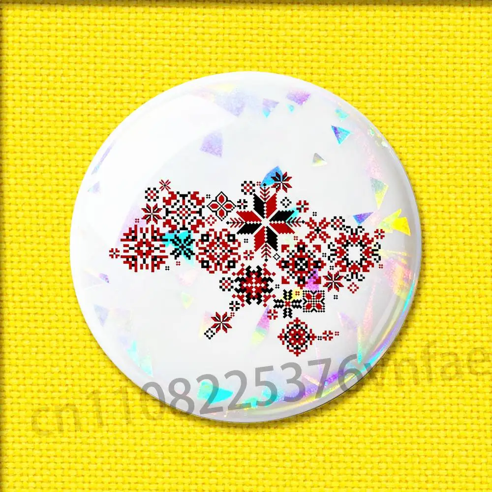 U-Ucraina Bandiera ucraina Fiore Distintivo Per 44mm 25mm 75mm 32mm 58mm Spilla rotonda Insegne Copertura Accessori