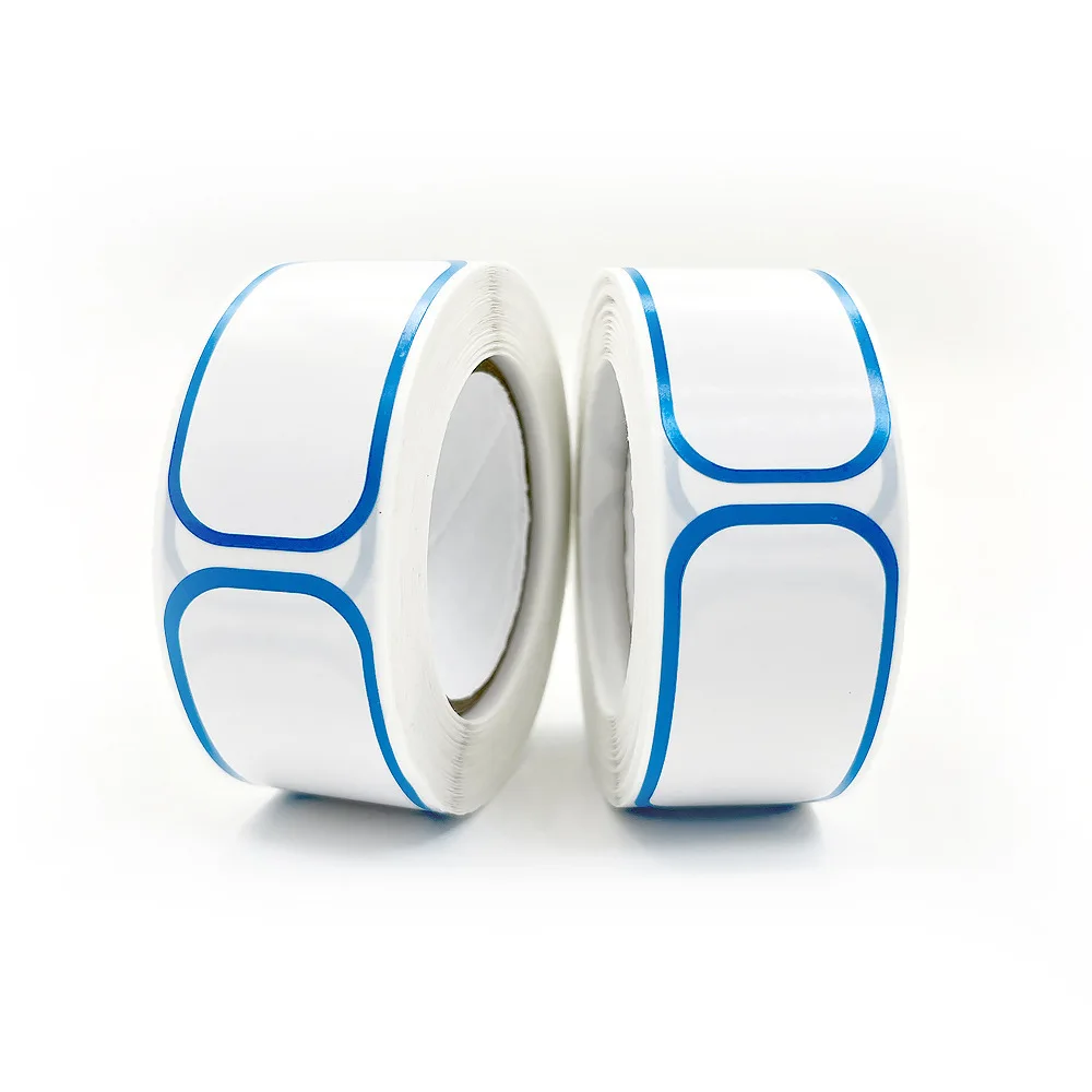 Blue Border Blank Sticker Roll Adhesive Label Stationery Marking Tag Organizing Storage Journal Office School Supply