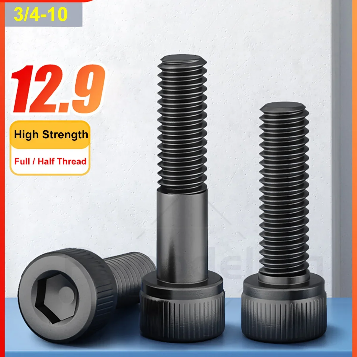 

1Pcs UNC 3/4-10 Black 12.9 Grade Hexagon Hex Socket Screws Cup Head Allen Bolts Length 1-1/2" - 12" Full / Half Thread