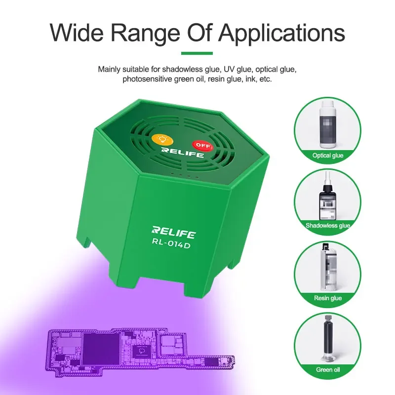 RELIFE RL-014D Smart UV Curing Light Wireless Charge 5W Fast Curing For UV Glue Solder Mask Oil Resin Glue UV Curing Lamp