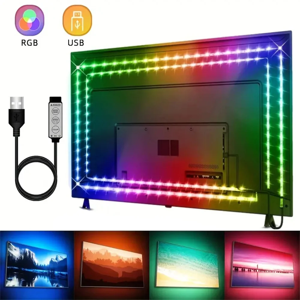 Dioda LED do telewizora RGB5050 z elastyczna taśma wstążką do telewizora z podświetleniem USB 5V taśma świetlna lampa dekoracyjna do pokoju domowego