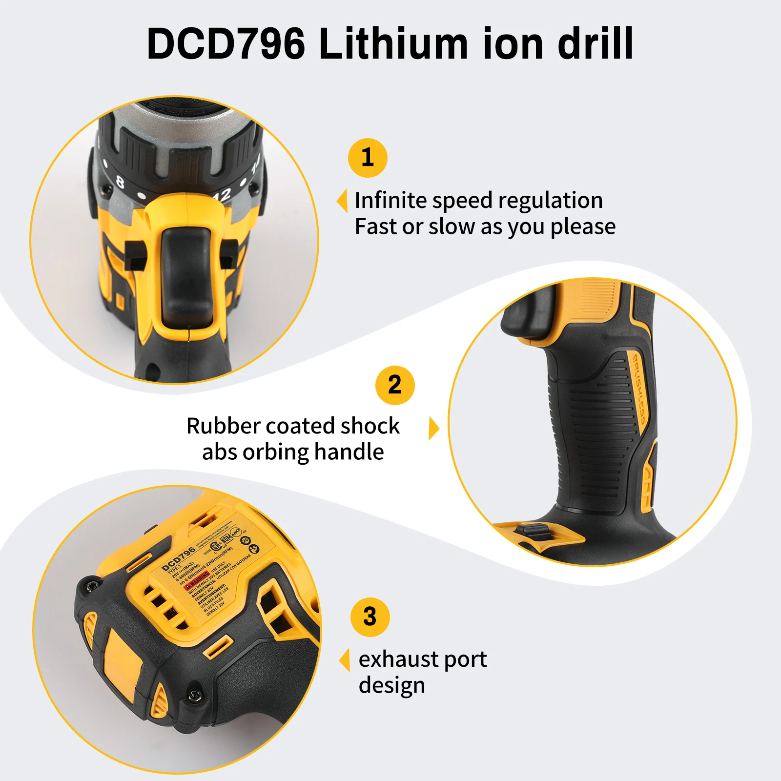 디월트 796 20V 브러시리스 전동 고토크, 고출력 휴대용 임팩트 드라이버는 다양한 작업 요구를 충족할 수 있습니다.