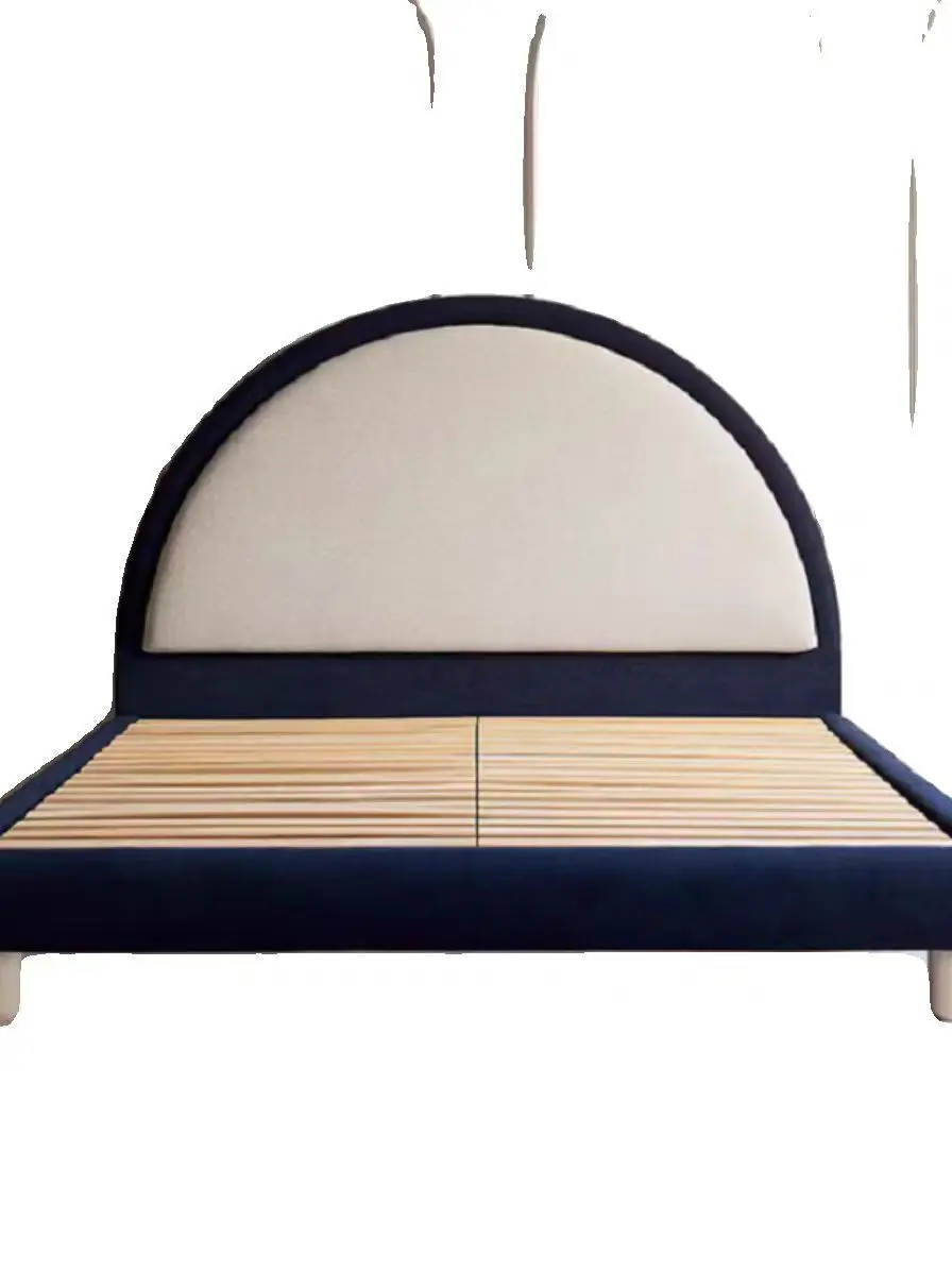 

Modern minimalist, fabric bed cream style, French style, master bedroom, retro round, double bed