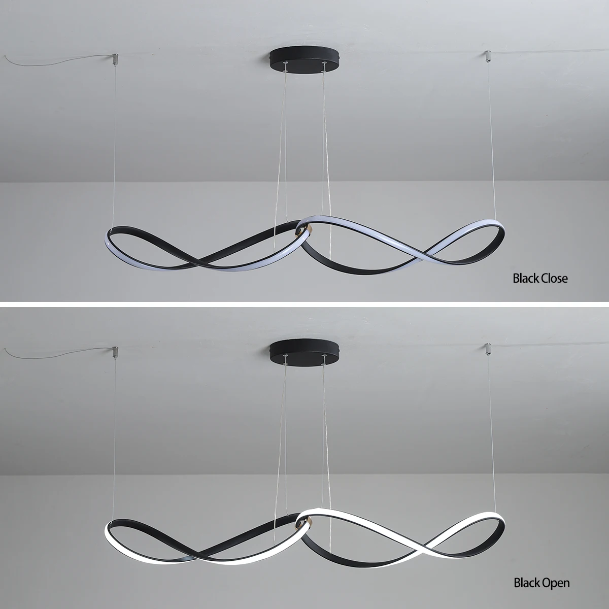 Plafonnier LED Noir au Design Moderne, Éclairage d'Nik, Luminaire Décoratif de Plafond, Idéal pour un Salon, une Chambre à Coucher ou un Restaurant, L95 cm