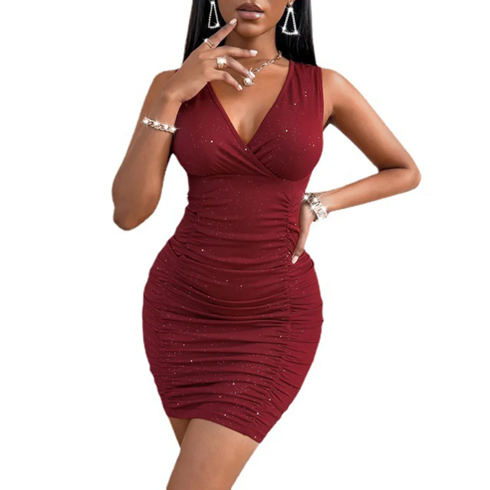 

Universal Skirt Dress Daily Summer V Neck Womens Bodycon Cocktail Elegant Polyester Regular Sleeveless Durable