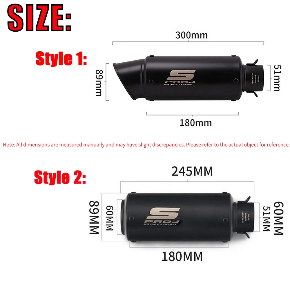 أنبوب عادم SC معدل 51 مم/60 مم لـ R3، GY6، R1، GSX، R125، MT07، Z125، Z250 مع أنبوب عادم DB Killer المعدل