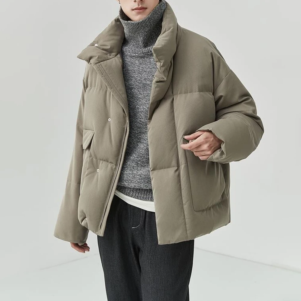 Mens Autumn Plain Warm Comfort Imitation Silk Cotton Jacket Fashion Casual Outdoor Versatile Simple Windproof Jacket 2025 New