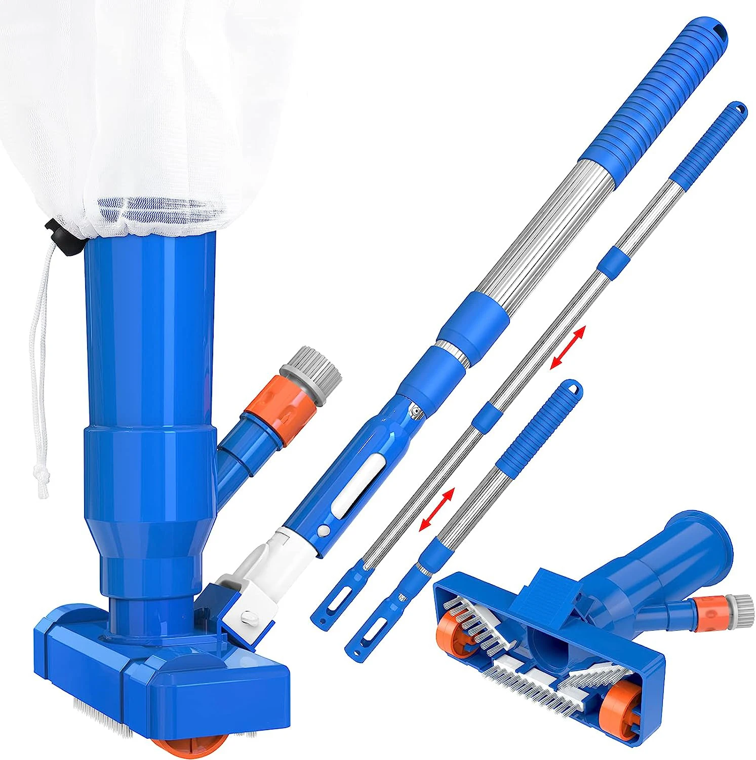 Portable Underwater Pool Jet Vacuum, multi-functional cleaning tool with brush for daily pool maintenance