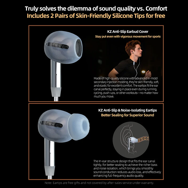 KZ Duet Quad Core Dual Dynamic Drivers In-ear Wired Headphones for HiFi Music Gaming Stereo Sound Quality Headphones