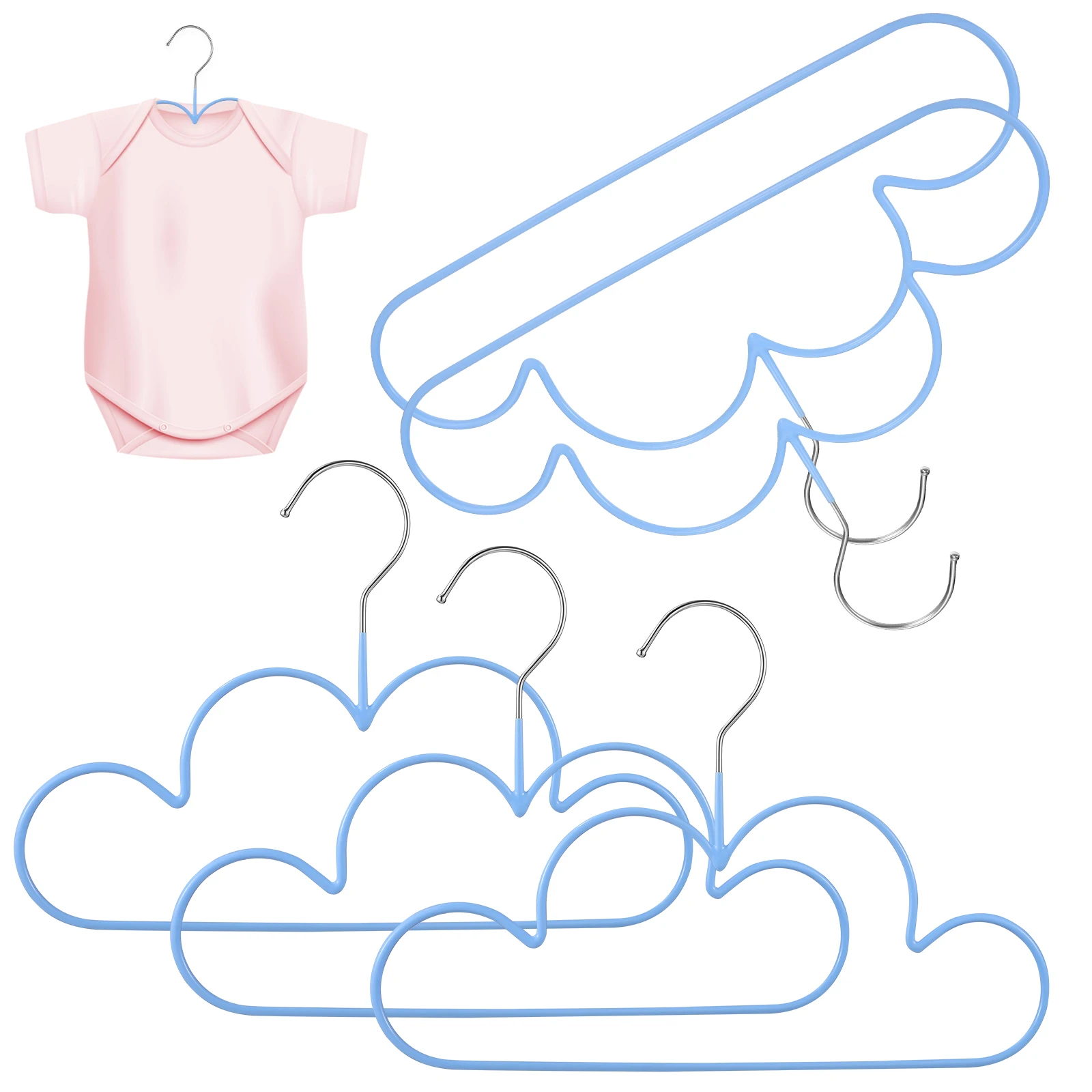 

5 Pcs Clothes Hangers Children Wardrobe Pink Toddler Hangers Non Slip Plastic Steel