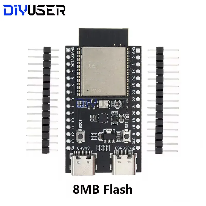 DIYUSER ESP32-C6 ESP32 WiFi+Bluetooth Internet Of Things Dual Type-C Development Board ESP 32 Core Board ESP32-C6-DevKit C N4R2