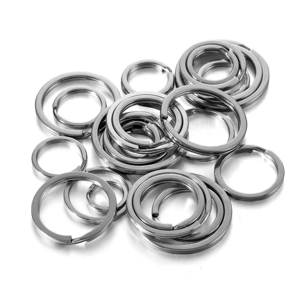 10/20pcs/Lot Stainless Steel Key Chain Ring Steel Round Flat Line Split Ring Loop Connectors DIY Car Keychain Jewellery Findings