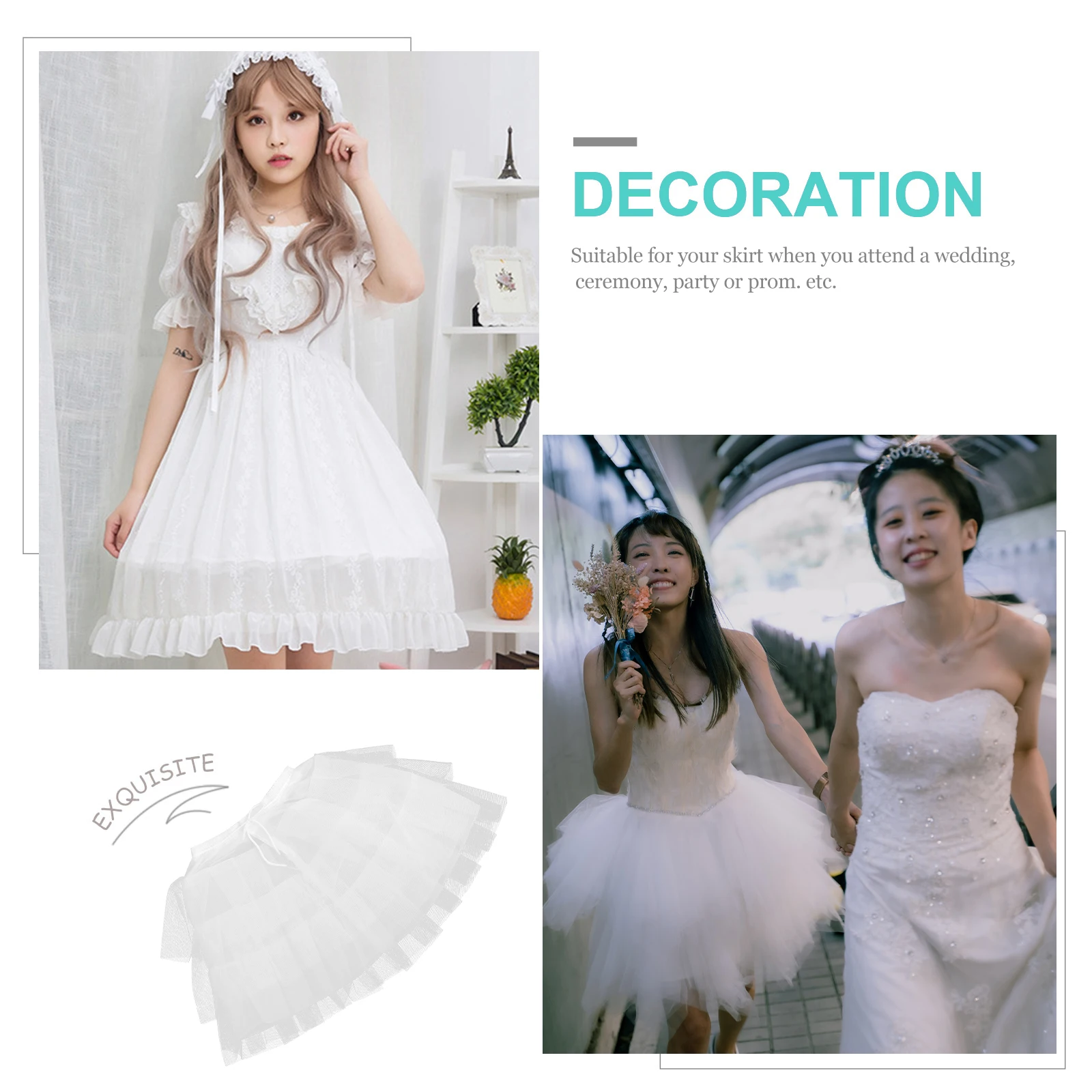 

1pcs Girls Dress Petticoat Underskirt Cosplay Wedding Prom Banquet Costume Skirt For Women Lightweight Comfortable All-Day Wear