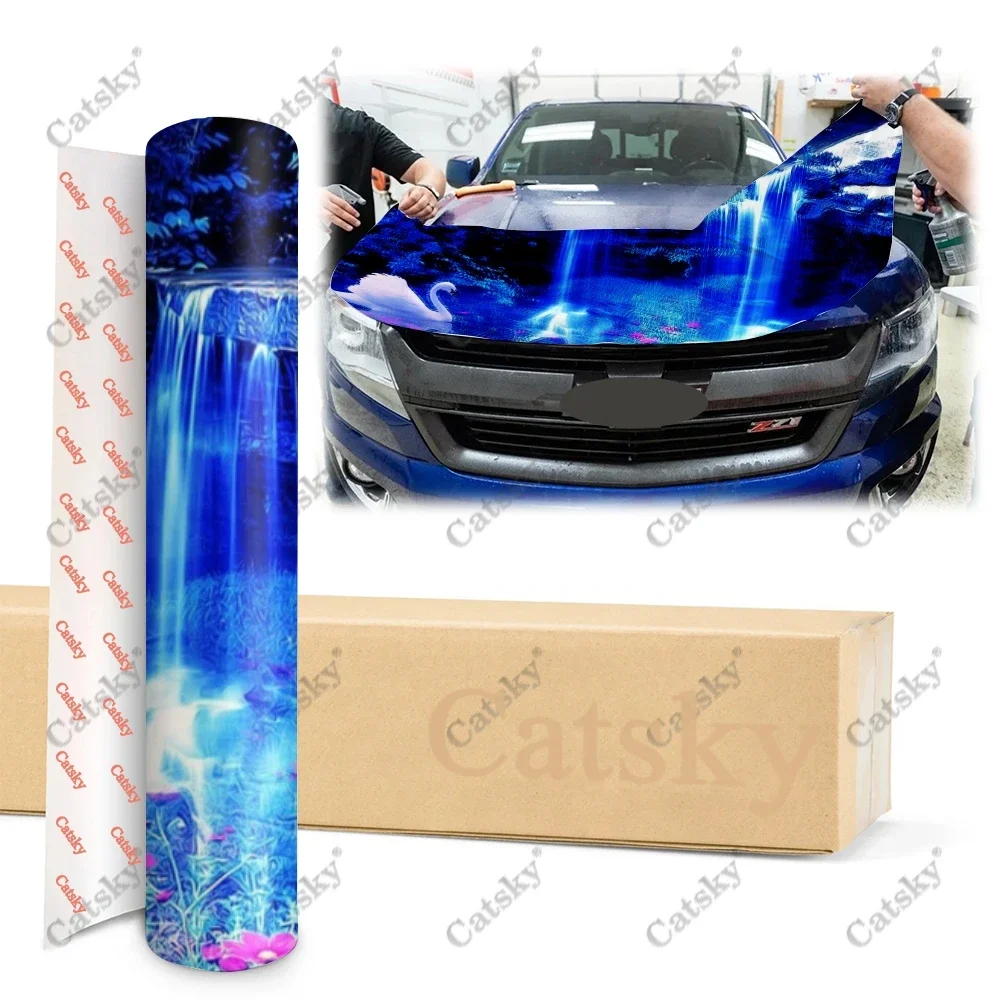 الجمال الشلالات اكسسوارات السيارات هود الفينيل ملصقات التفاف غطاء المحرك ملصق لاصق لامع ورائع غطاء السيارة العالمي طبقة رقيقة واقية ديكور