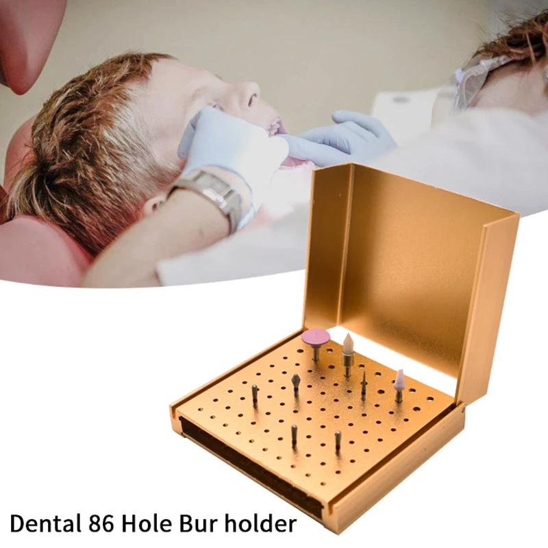 

Dental Diamond Burs Drill Disinfection Block 86 Holes Heat-Resistant High Low Speed Burs Storage Organization Holder