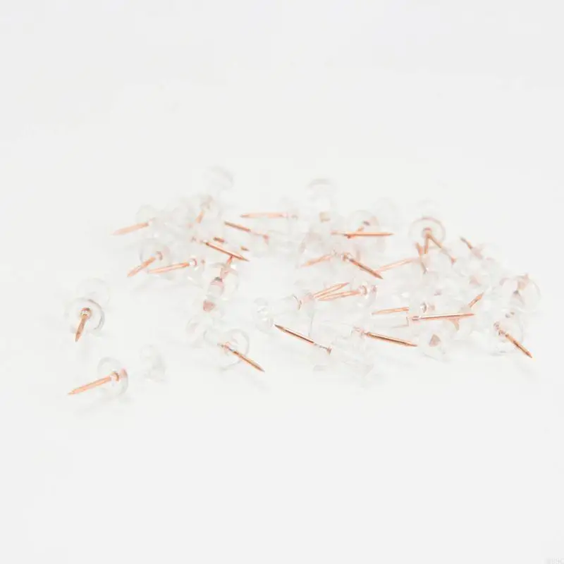 W89c 100pcs transparente Roségold -Push -Stifte Daumen Thumbtack Board Pins Zeichnung Foto