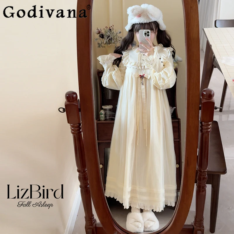 

Graceful Lady Vintage Japanese Original Lolita Dress High Neck Long Sleeve Spring Autumn New Sweet Cute Daily Commute Dress