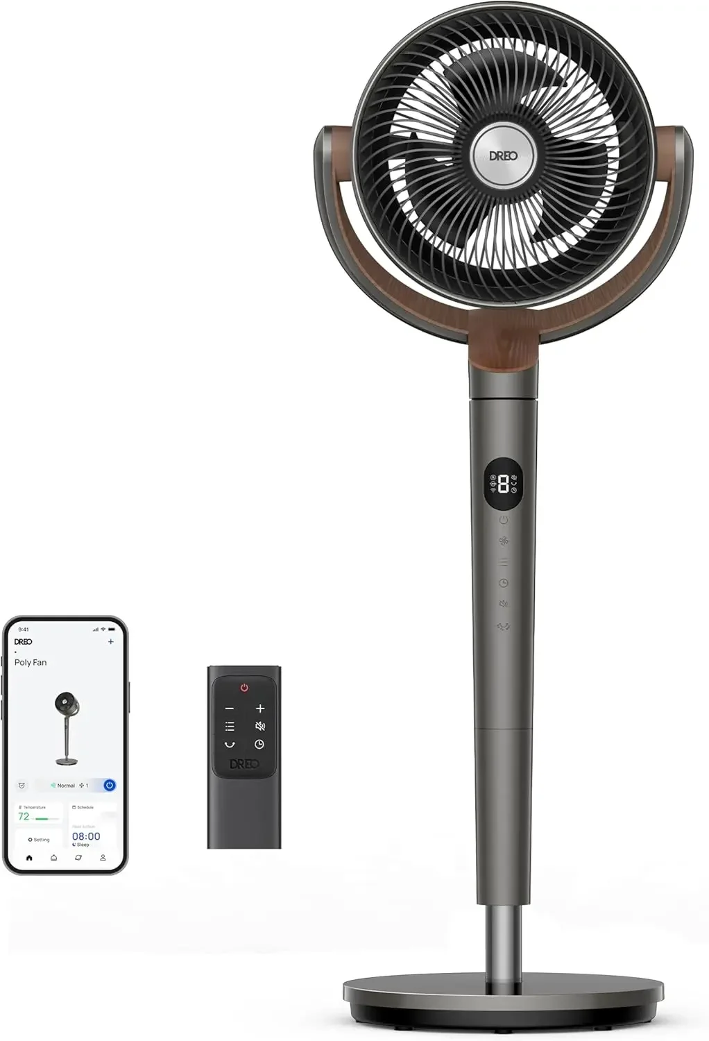 Fan for Bedroom, 120°+105° Omni-directional Oscillating Standing Fan, DC Motor, Quiet Pedestal Fans, 8 Speeds, 6 modes, 25dB, 43