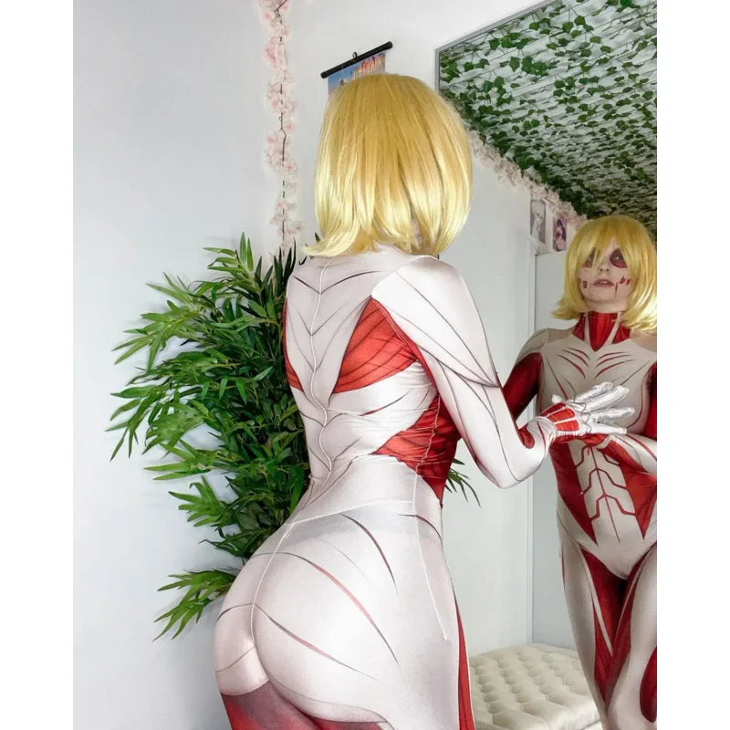Halloween Annie Leonhardt Female Titan Cosplay Costumes Attack on Titan Female Zentai Catsuit Girls Bodysuit