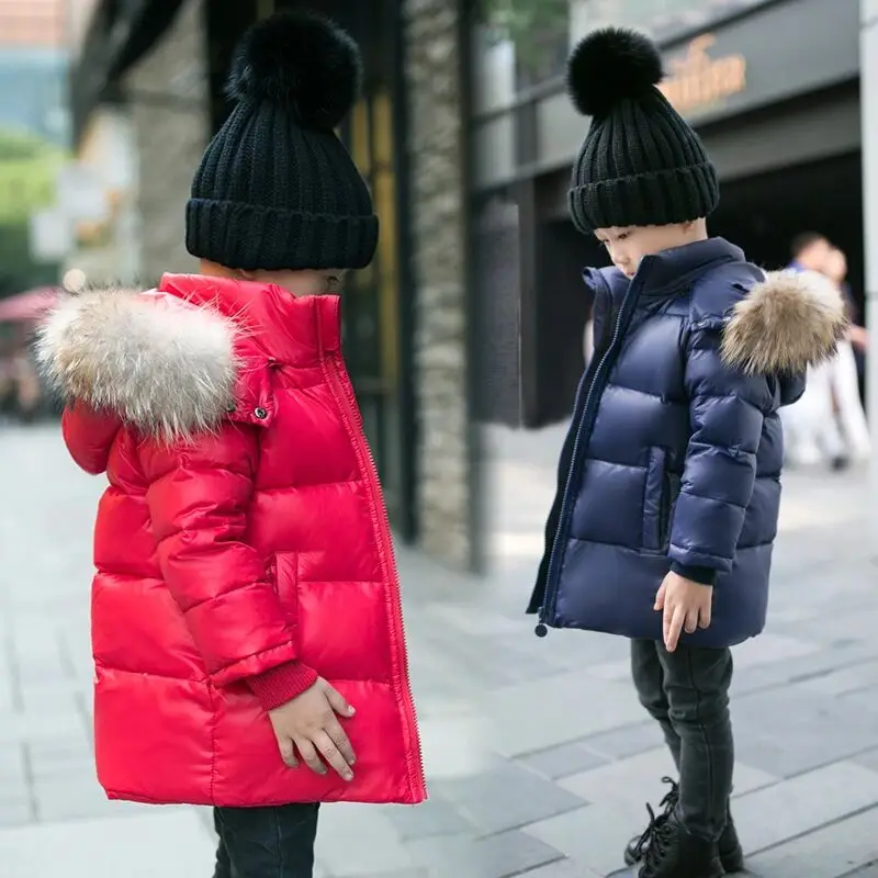 

Children's Down Jacket Winter New Boys' and Girls' Medium to Long Thickened White Duck Down Jacket 80-160cm