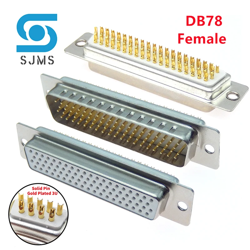 

1PCS Gold Plated Solid Pin DB78 4 Row Solder Head Male Plug/Female Socket 78 Pin Serial Port Connector D-SUB DP78 Adapter