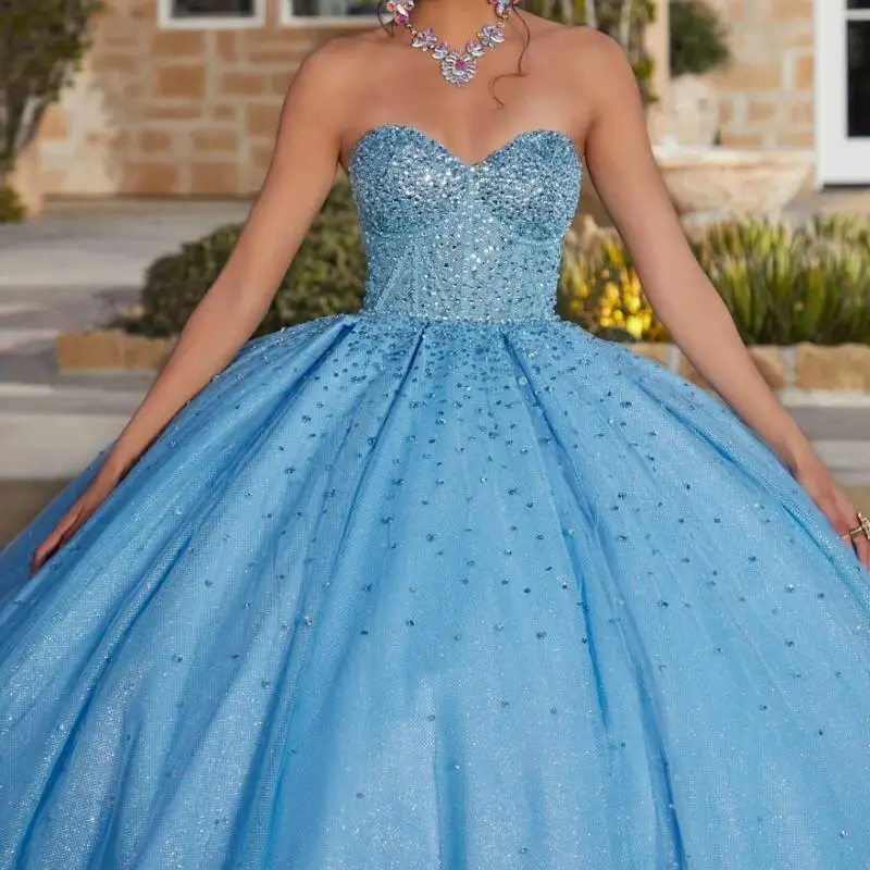 

Navy Blue 2024 Quinceanera Dress Beading Puff Sleeve Sweetheart Ball Gown Sweet 15 16 Dress Vestidos De 15 Años