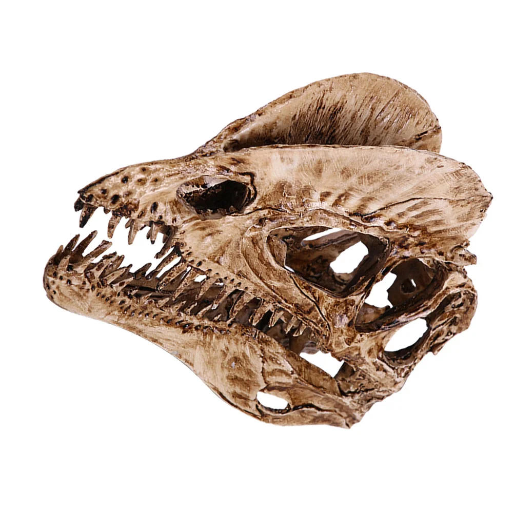 Exquisite Dinosaur Skull Ornament Resin Dilophosaurus Adornment Perfect for Home Bar Desk Sofa Fireplace Festive Decor