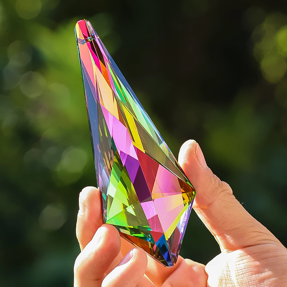 120mm Rainbow Crystal Suncatcher for For Windows Garden Hanging Decor Glass Prism Sunshine Catcher Chandelier Crystal Pendant