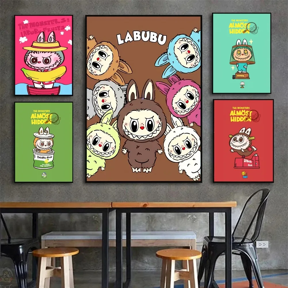 Cartoon L-Labubu Poster Wall Art Home Decor Room Decor Digital Painting Living Room Restaurant Kitchen Art