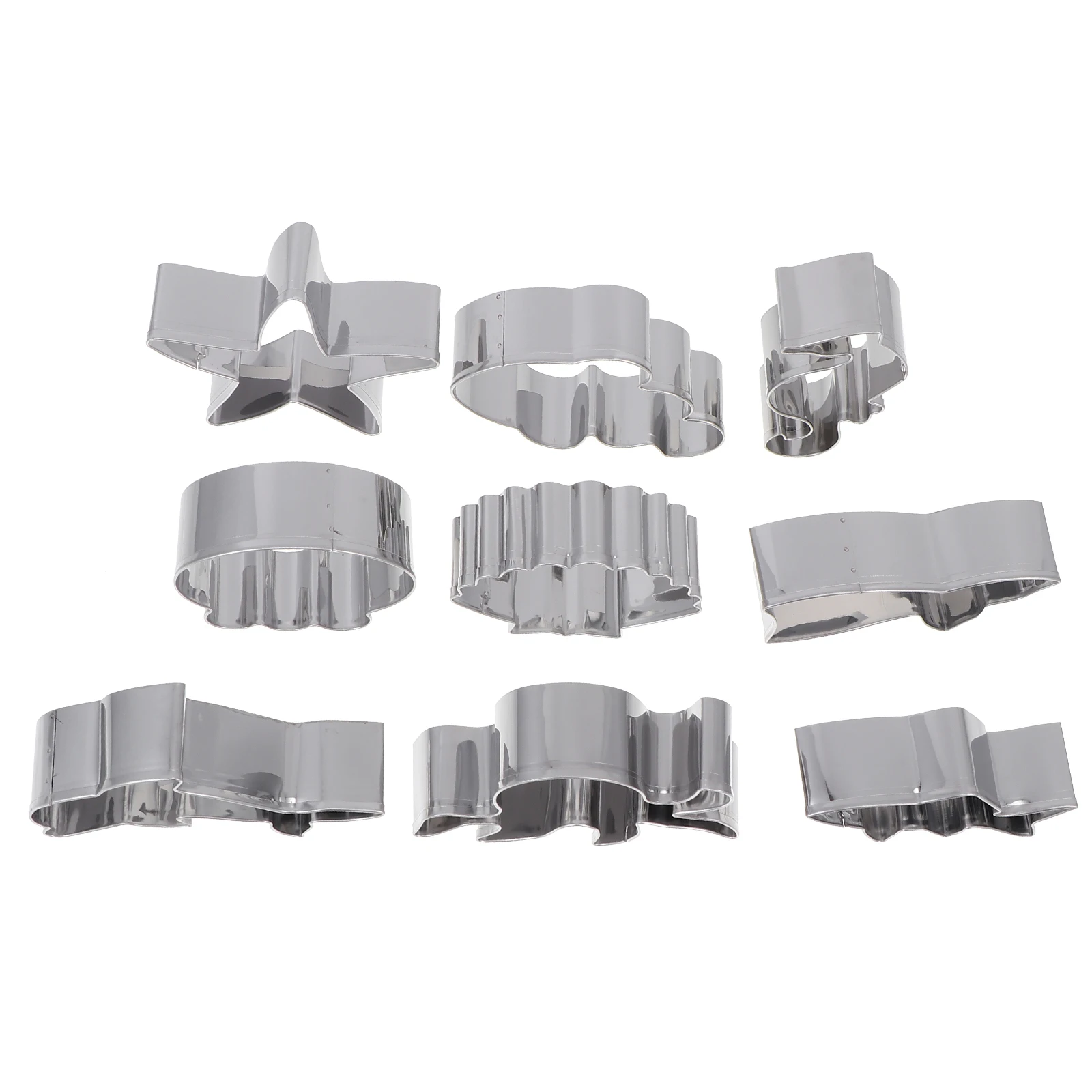 

9 Pcs Ocean Series Cookie Mold Reusable Stainless Steel Baking Tools Silver Marine Themed Shaper for DIY Cake Biscuit