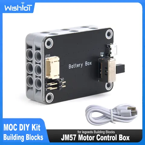 9V Battery Box MOC Rechargeable Support M/L/XL Motor Power Output Forward/Reverse Control Compatible with Legoeds Building Block