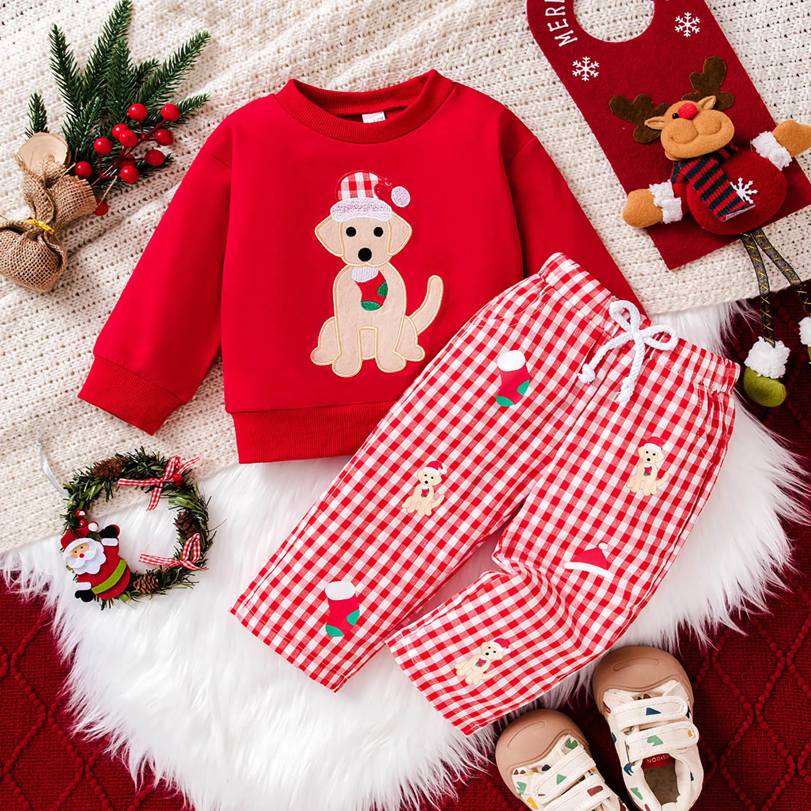 

Crop Top Hoodie with Sweatpants Toddler Baby Boy Fall Clothes Smocked Shirt Long Sleeve Tee Gingham Pants Birthday Top Kid Girl