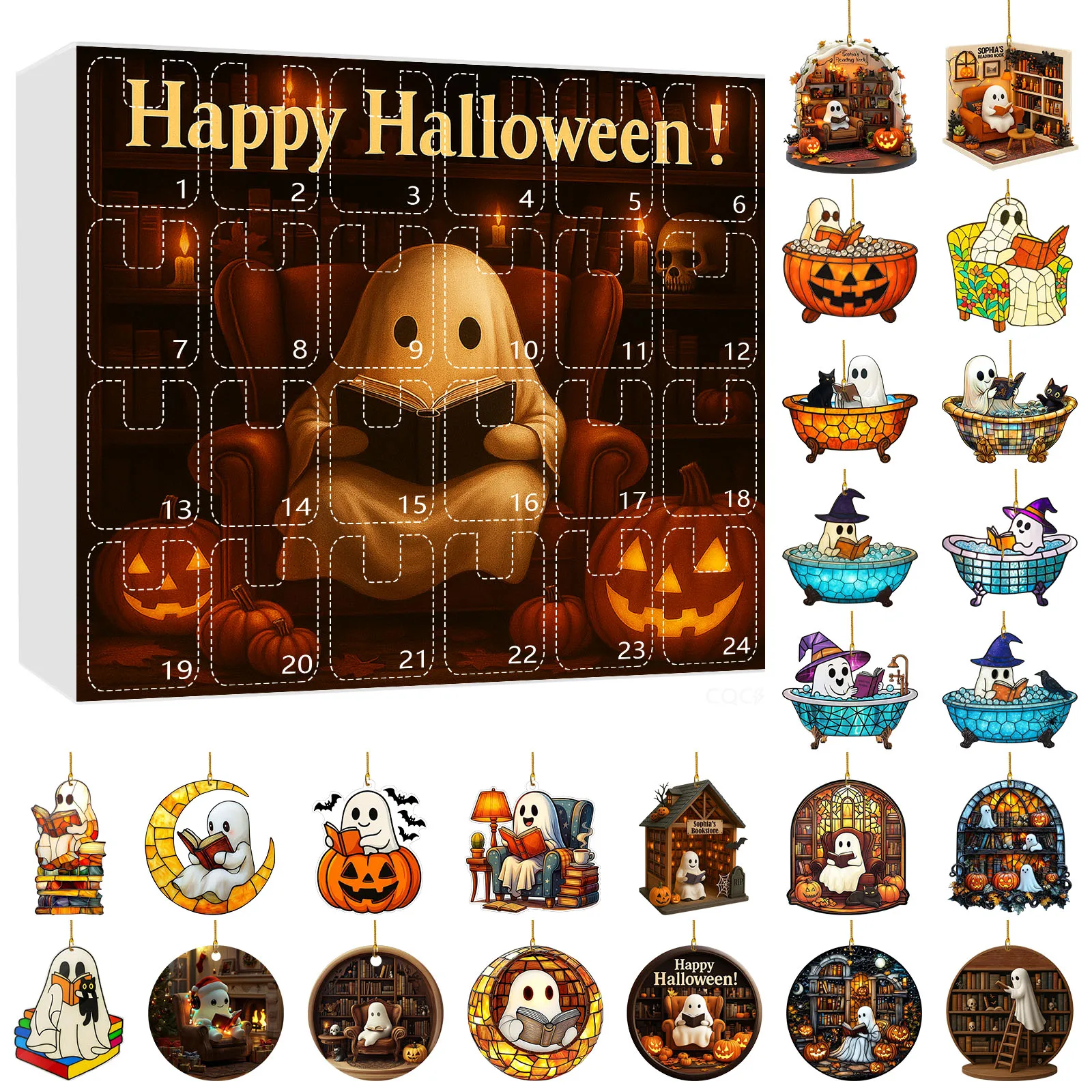 Calendrier de compte à rebours de noël avec tiroirs, 1 ensemble de calendrier d'arrivée nain d'halloween 24 jours, horloge numérique Halloween, minuterie grande