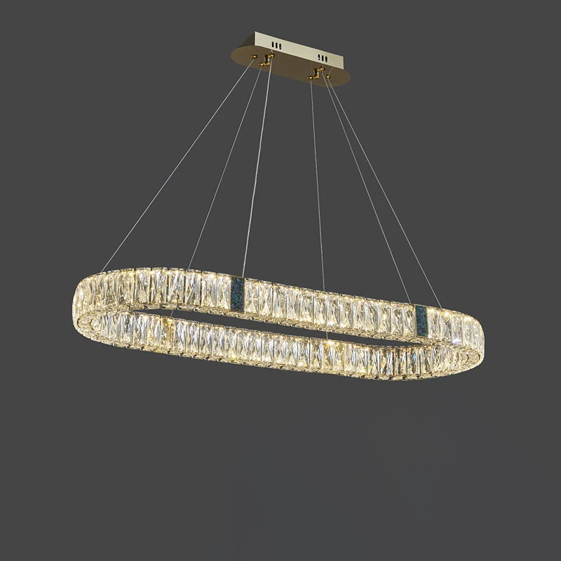 Imagem -02 - Aipaite-ring Led Light Fixture para Restaurante e Bar Home Decor com Corpo Feito de Aço Inoxidável e Cristal