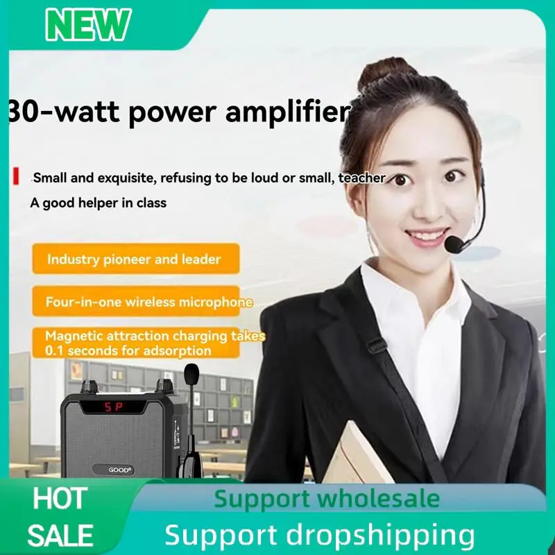 

Solid 30W Portable IPX6 Waterproof Voice Amplifier With Wireless Microphone Bluetooth Speaker For Teachers Tour Guide