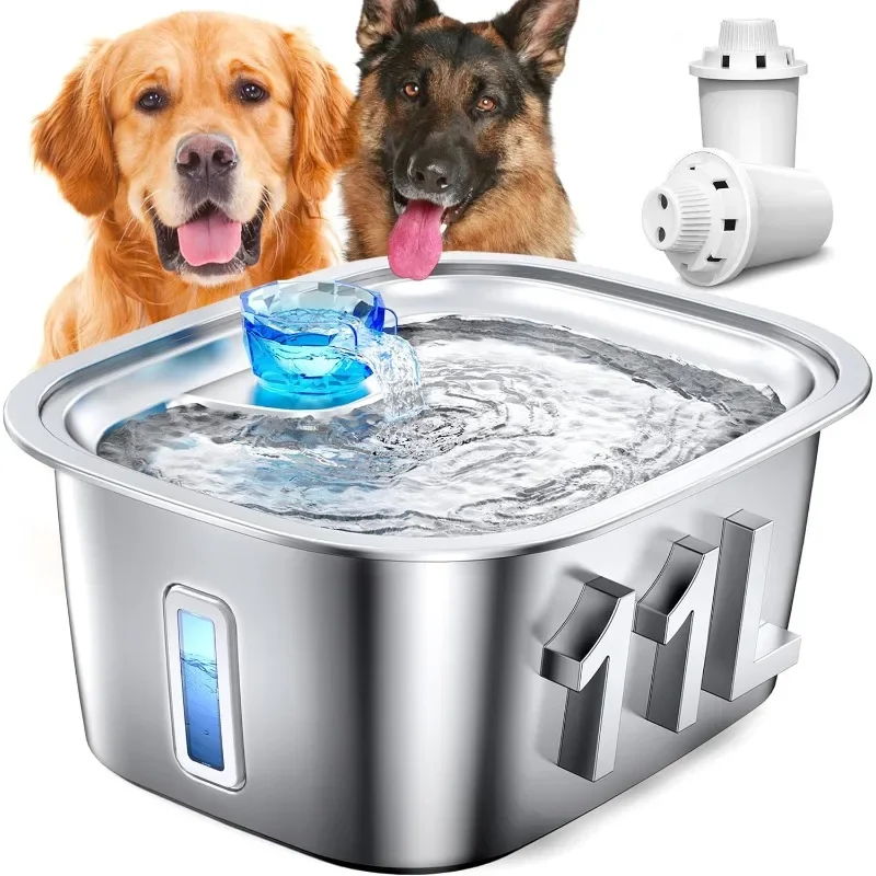 

Stainless Steel Dog Water Fountain for Large Dogs, 3 Gallon Extra Large Capacity Pet Water Fountain with 2 Filters