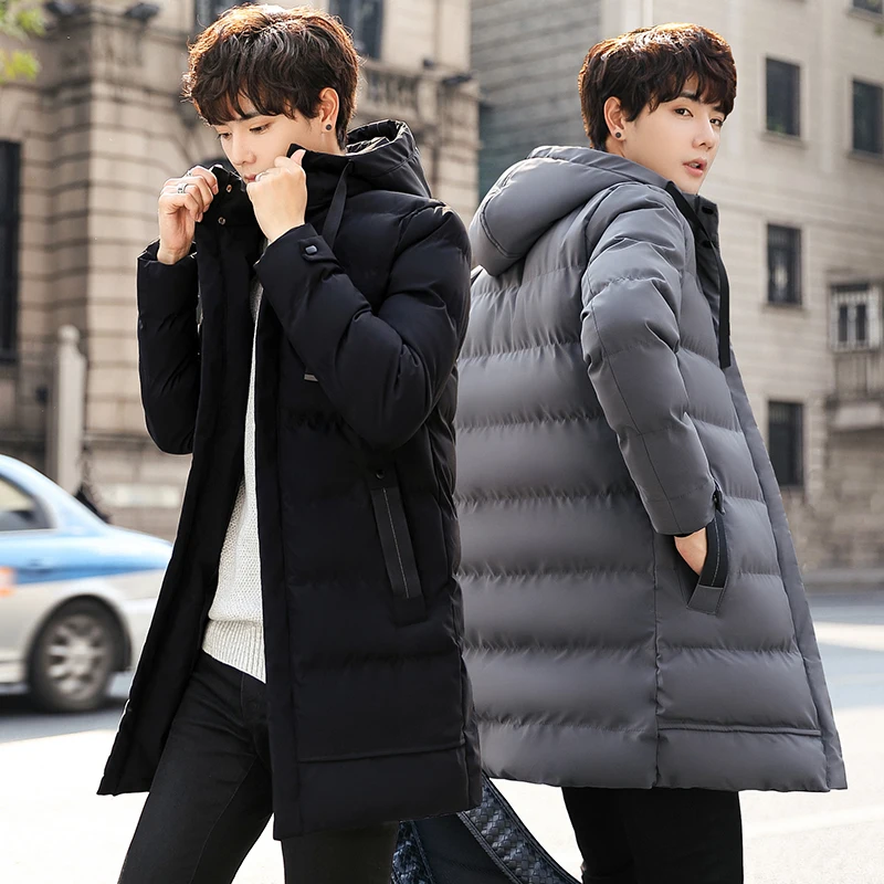 Male Winter Warm Long Outwear Hooded Thicken Mid-length Hooded Foe Men Warm Coat Winter Puffer Jacket Fashion Parka Overcoat