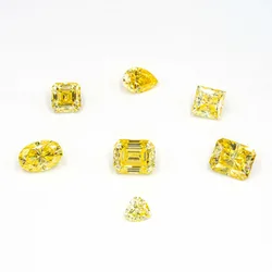 Gold Yellow Color Geometric Moissanite Loose Stone Princess Pear Heart Radiant Emerald Oval Cut Moissanite Gem Bead Pass Tester