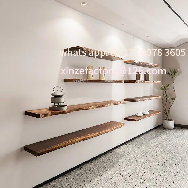 

Customizable Baffle shelf Solid wood non-marking bookshelf Living room wall decorative log laminate