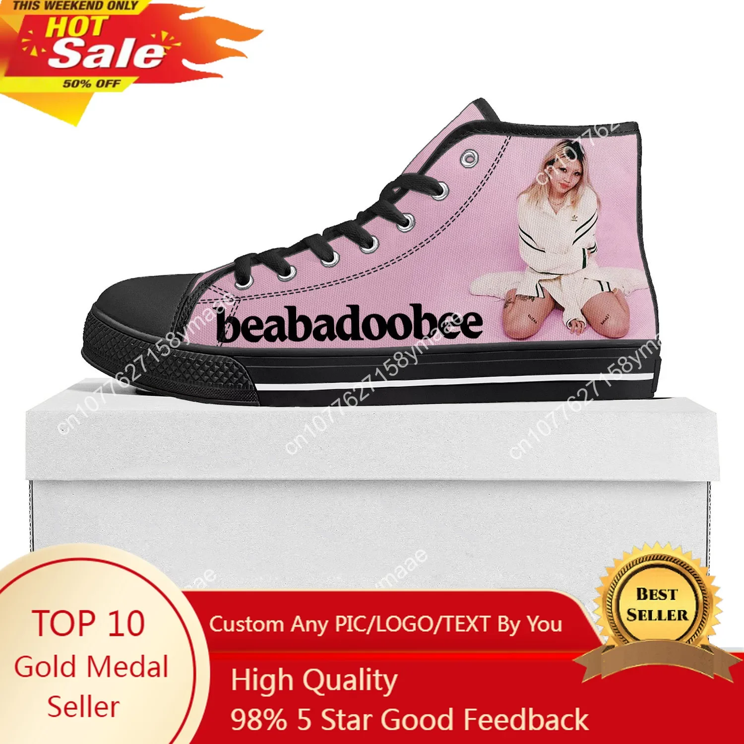 

Beabadoobee High Top High Quality Sneakers Mens Womens Teenager Canvas Sneaker Casual Custom Made Shoes Customize DIY Shoe Black