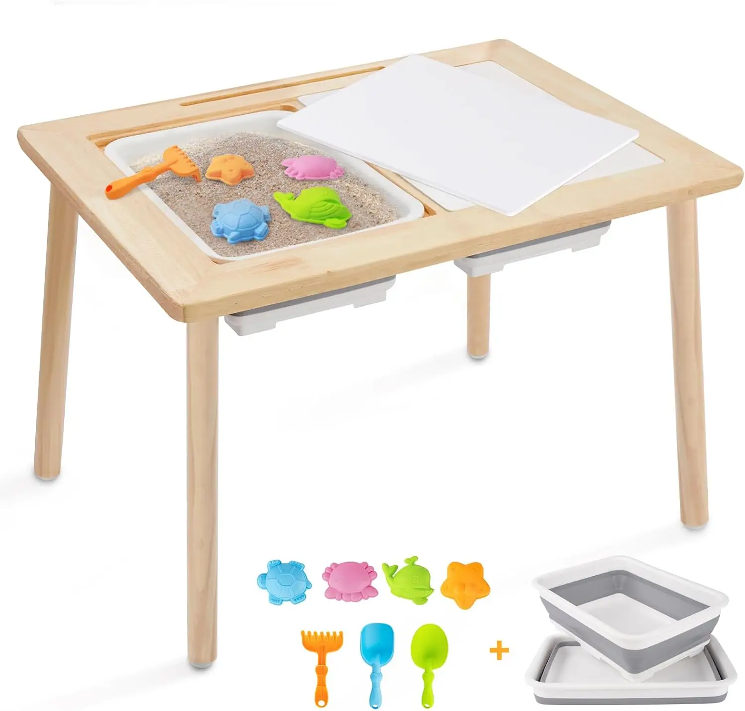 Sensory Table for Toddlers, Kids  with 2 Large Storage Bins 7 Sand Toys Play Sand  Activity Table Indoor/Outdoor for B