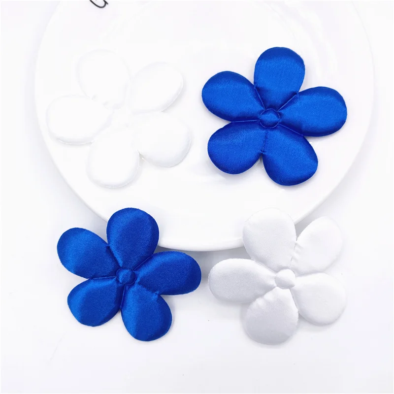 20Pcs 6.5CM Satin Fabric Flower Applique For DIY Baby Hair Clip Hat Headwear Crafts Patches Decor Ornament Clothing Accessories