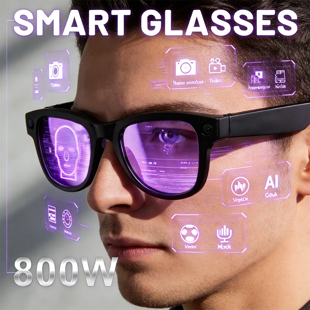 

Умные очки с HD-камерой и ИИ, Bluetooth-вызовы, легкие, для путешествий, видеоблогинга, активного отдыха, совместимы с Android и iOS