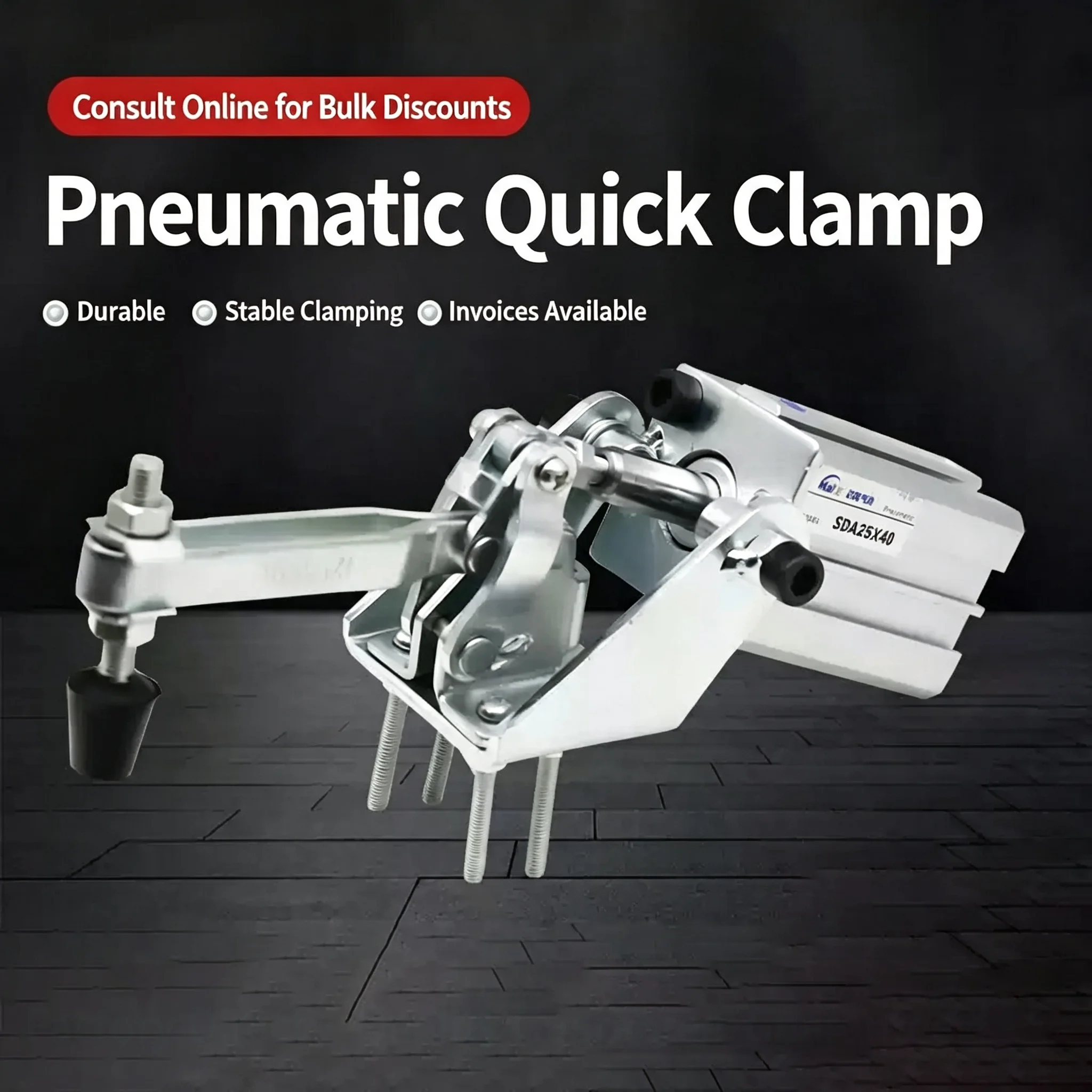 Pneumatic Quick Clamps, Compactors, Horizontal Push-Pull Type, Cylinder Type, Toggle Clamps