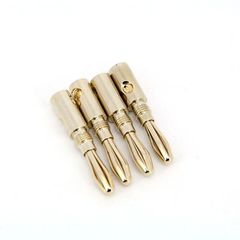 high quality Audio Speaker Screw 4mm Banana Gold Plate copper Plugs Connectors Jack Speakers Amplifier Cable Male Stackable o1